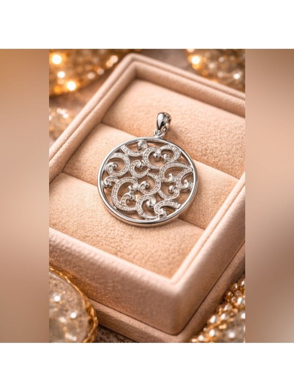 GENUINE DIAMONDS and 925 Sterling Silver Silver Large Swirl Pendant